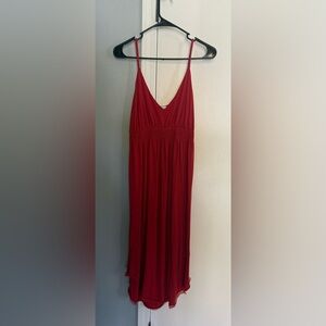 Sundance Sleeveless Midi Dress Stretch Rusty-Red Size small 100% viscose raw hem